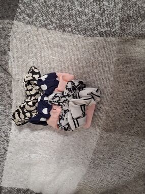 Assorted Women's Scrunchie Set - Pink, Navy & Black/White Patterns
